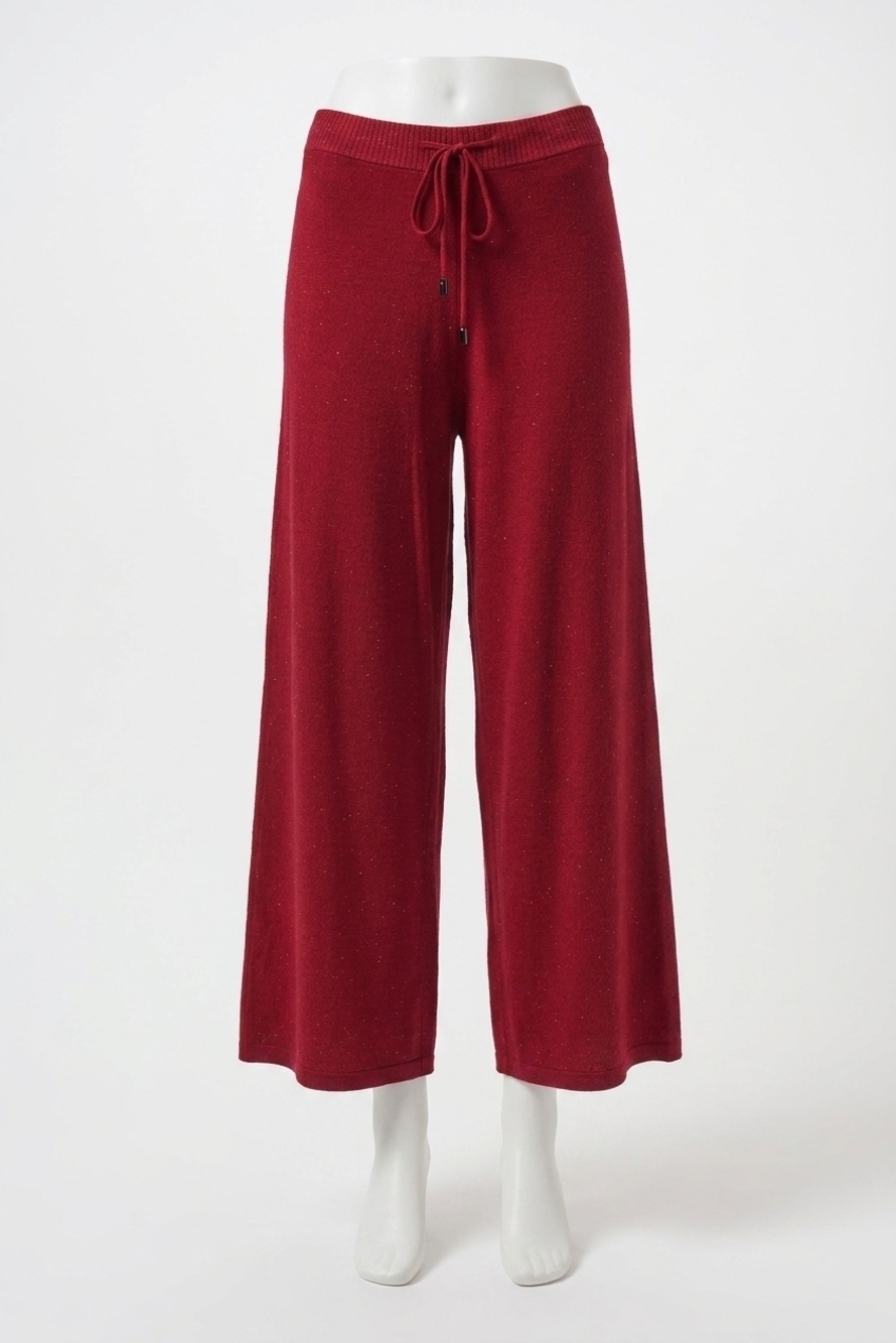 NEW JOSEPH RIBKOFF women's sequined wide leg culotte pants in deep cherry